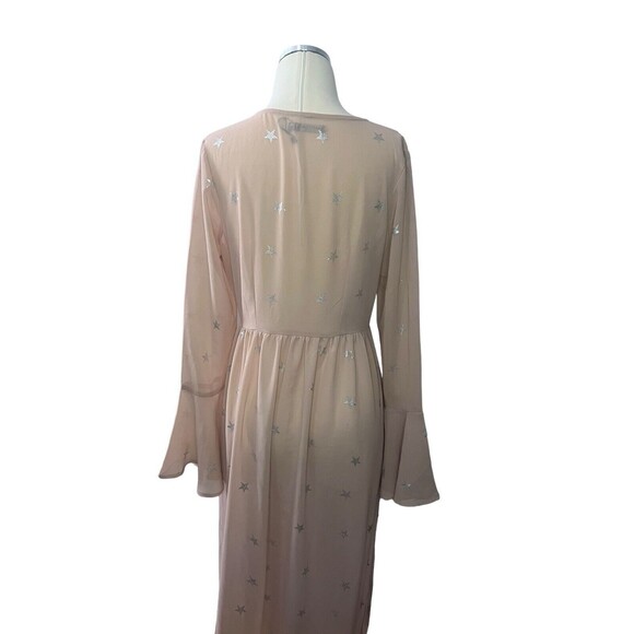 Nasty Gal Women's Glitter Star Rose Sheer NWOT Duster Bell Sleeve Festival - Picture 4 of 10
